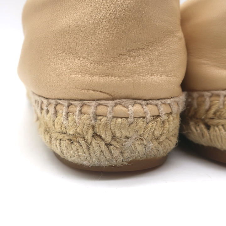 Chanel CC Cap Toe Espadrilles Beige &amp; Black Lambskin Leather Size 37
