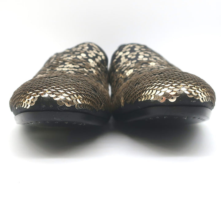 Alexander McQueen Sequined Slip-On Loafers Black/Gold Size 42 NEW