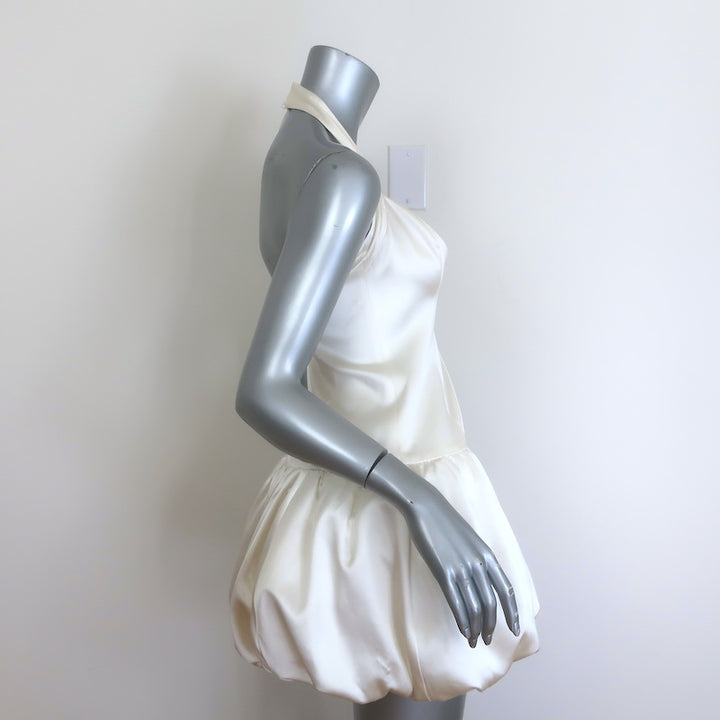 Reformation Babette Halter Mini Dress Ivory Silk Satin Size 4