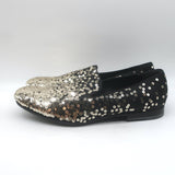 Alexander McQueen Sequined Slip-On Loafers Black/Gold Size 42 NEW