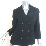 The Row double-breasted blazer in black stretch wool (size 4), authentic pre-owned luxury piece with gentle wear.