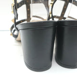 Valentino Rockstud Caged Sandals Black Leather Size 38.5 Ankle Strap Heels