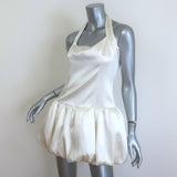 Reformation Babette Halter Mini Dress Ivory Silk Satin Size 4