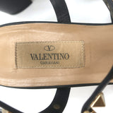 Valentino Rockstud Caged Sandals Black Leather Size 38.5 Ankle Strap Heels