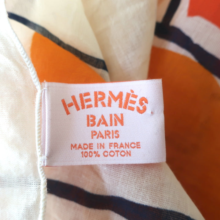 Hermes Bain Choregraphie Equestre Pareo Scarf Orange/Yellow Cotton