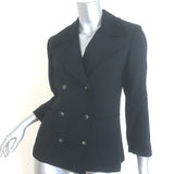 The Row double-breasted blazer, black stretch wool, size 4, pre-owned gently worn luxury piece