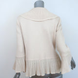 St. John Collection Ruffled Santana Knit Jacket Ivory Size 8