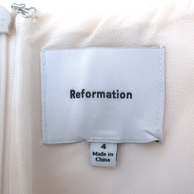 Reformation Babette Halter Mini Dress Ivory Silk Satin Size 4