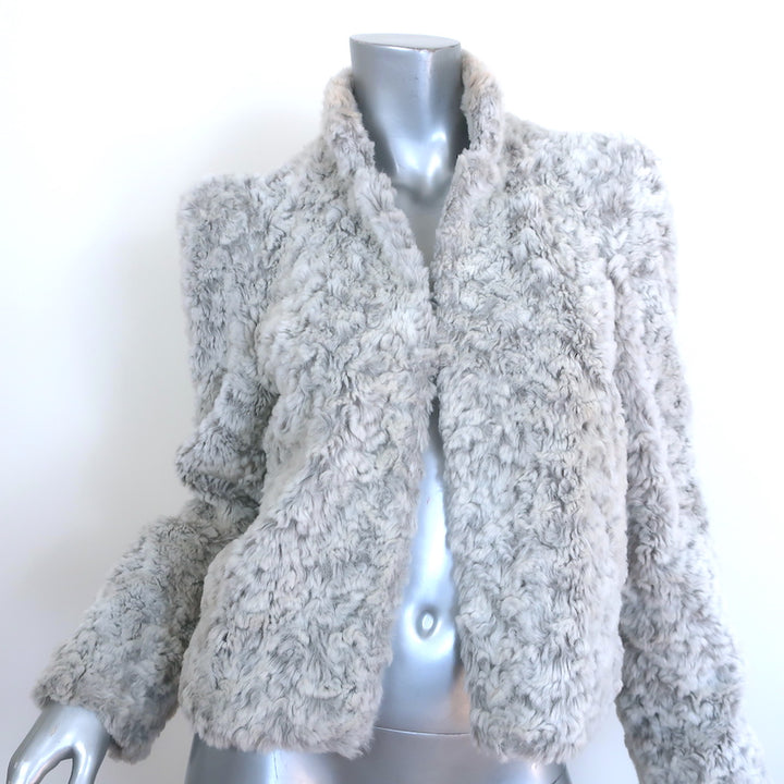 Alice + Olivia Faux Fur Jacket Light Gray Size Medium