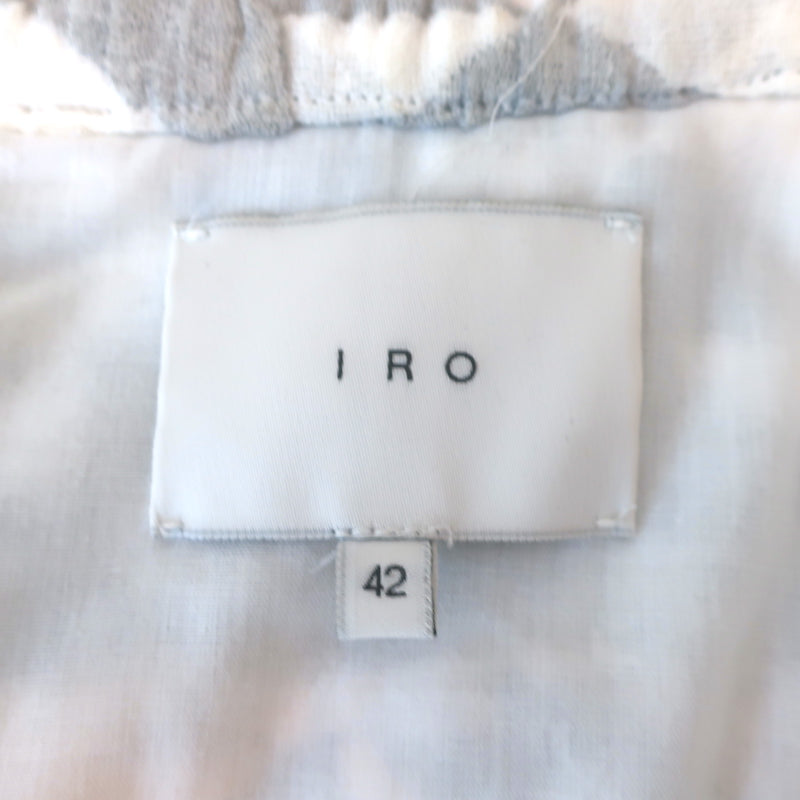 IRO Quilted Moto Jacket Otavia White/Gray Cotton-Blend Jacquard Size 42