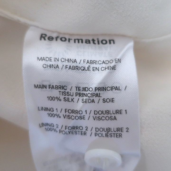 Reformation Babette Halter Mini Dress Ivory Silk Satin Size 4