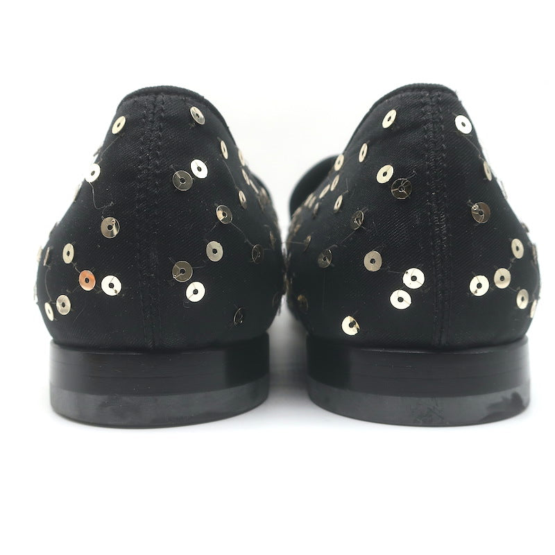 Alexander McQueen Sequined Slip-On Loafers Black/Gold Size 42 NEW