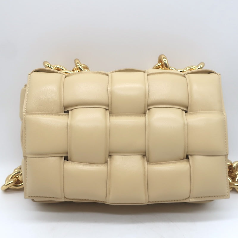 Bottega Veneta Maxi Padded Chain Cassette Bag Beige Intrecciato Leather NEW