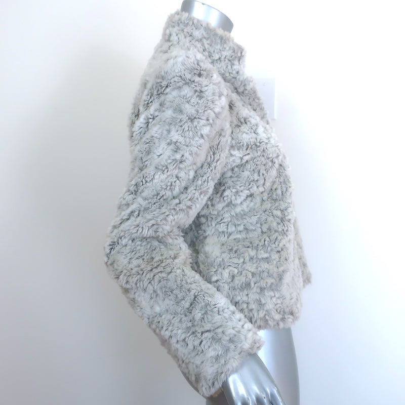 Alice + Olivia Faux Fur Jacket Light Gray Size Medium