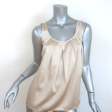 St. John Pleated Satin Tank Top Ivory Stretch Silk Size Petite