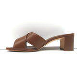 Manolo Blahnik Otawi Crisscross Mules Brown Leather Size 41 Open Toe Sandals