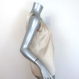 St. John Pleated Satin Tank Top Ivory Stretch Silk Size Petite