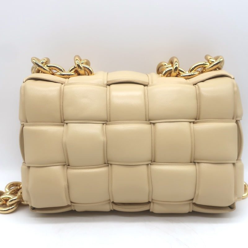 Bottega Veneta Maxi Padded Chain Cassette Bag Beige Intrecciato Leather NEW