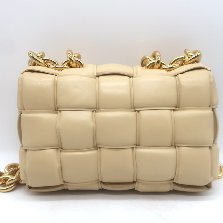 Bottega Veneta Maxi Padded Chain Cassette Bag Beige Intrecciato Leather NEW