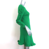 Victoria Victoria Beckham Ruffled Ribbed Knit Mini Dress Kelly Green Size US 6