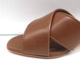 Manolo Blahnik Otawi Crisscross Mules Brown Leather Size 41 Open Toe Sandals