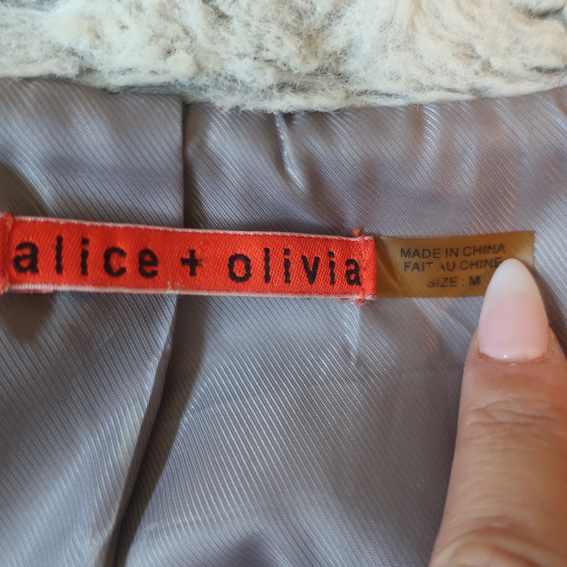 Alice + Olivia Faux Fur Jacket Light Gray Size Medium