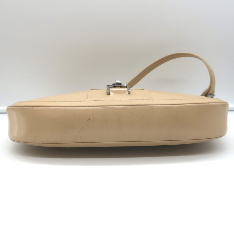 Vintage Gucci Jackie Hobo Beige Patent Leather Small Shoulder Bag