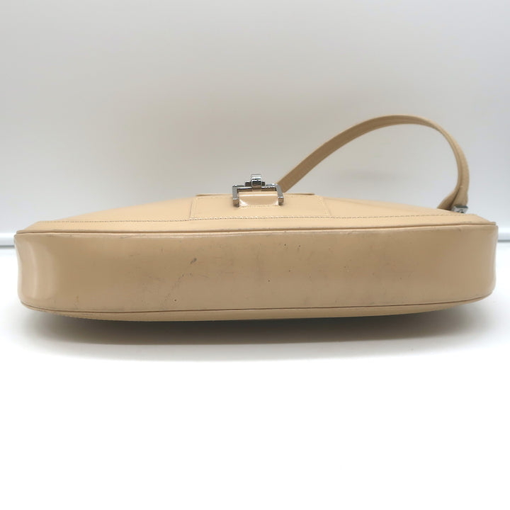 Vintage Gucci Jackie Hobo Beige Patent Leather Small Shoulder Bag