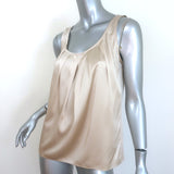 St. John Pleated Satin Tank Top Ivory Stretch Silk Size Petite
