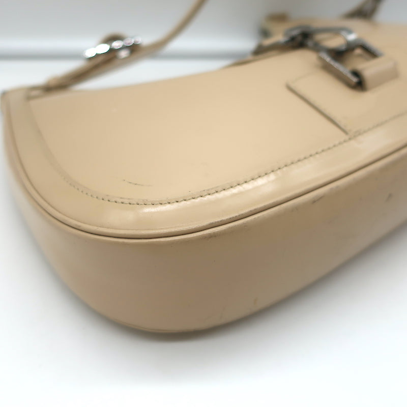 Vintage Gucci Jackie Hobo Beige Patent Leather Small Shoulder Bag