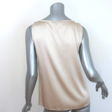 St. John Pleated Satin Tank Top Ivory Stretch Silk Size Petite