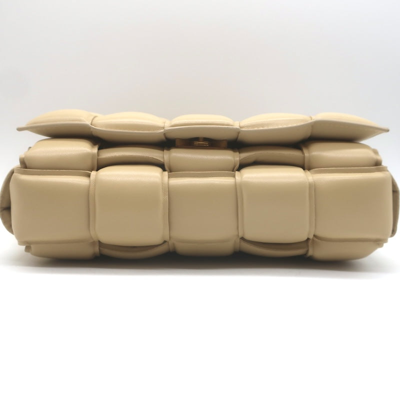 Bottega Veneta Maxi Padded Chain Cassette Bag Beige Intrecciato Leather NEW