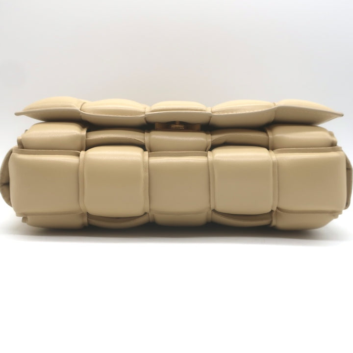 Bottega Veneta Maxi Padded Chain Cassette Bag Beige Intrecciato Leather NEW