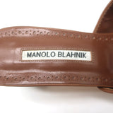 Manolo Blahnik Otawi Crisscross Mules Brown Leather Size 41 Open Toe Sandals