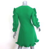 Victoria Victoria Beckham Ruffled Ribbed Knit Mini Dress Kelly Green Size US 6