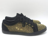 Louis Leeman Crystal-Embellished Low Top Sneakers Black/Gold Suede Size 44