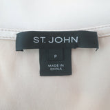 St. John Pleated Satin Tank Top Ivory Stretch Silk Size Petite