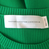 Victoria Victoria Beckham Ruffled Ribbed Knit Mini Dress Kelly Green Size US 6