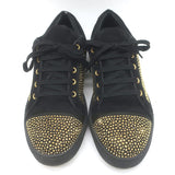 Louis Leeman Crystal-Embellished Low Top Sneakers Black/Gold Suede Size 44