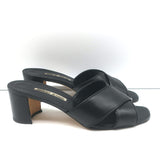 Manolo Blahnik Otawi Crisscross Mules Black Leather Size 41 Open Toe Sandals