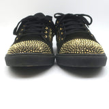 Louis Leeman Crystal-Embellished Low Top Sneakers Black/Gold Suede Size 44
