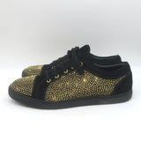 Louis Leeman Crystal-Embellished Low Top Sneakers Black/Gold Suede Size 44