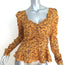 Jonathan Simkhai Peplum Top Mustard Floral Print Hammered Satin Size Small