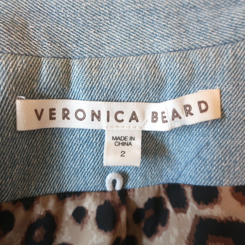 Veronica Beard Miller Denim Dickey Jacket Blue Size 2 Double Breasted Blazer