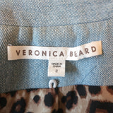 Veronica Beard Miller Denim Dickey Jacket Blue Size 2 Double Breasted Blazer