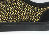 Louis Leeman Crystal-Embellished Low Top Sneakers Black/Gold Suede Size 44