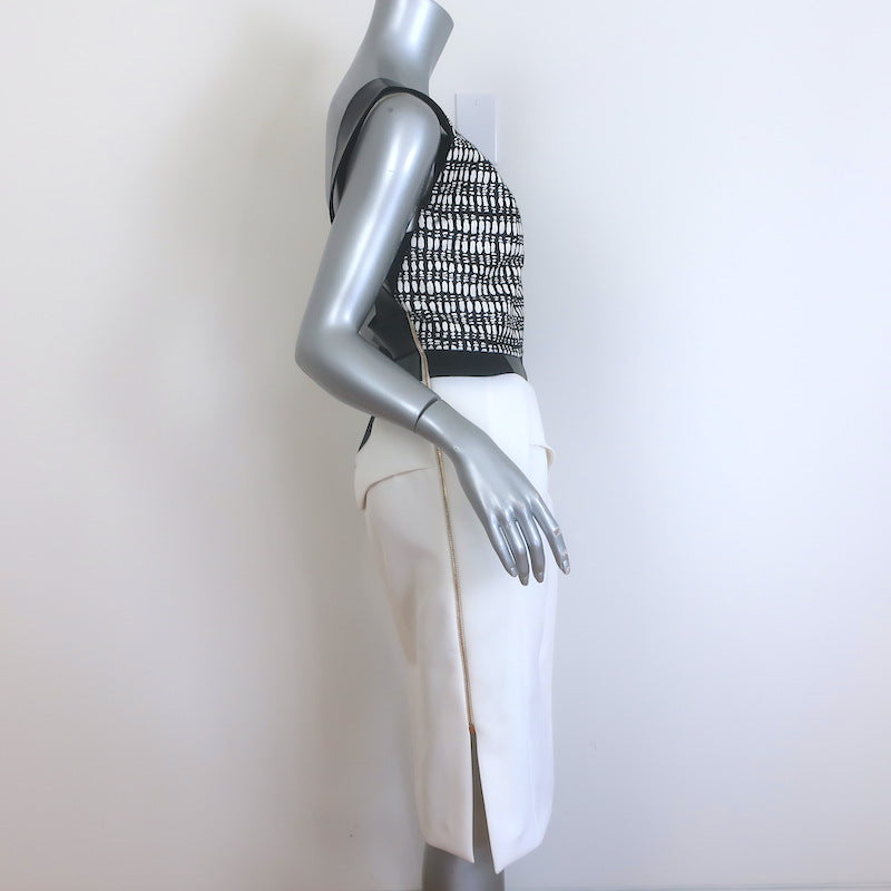 Roland Mouret Colorblock Asymmetric Sheath Dress White/Black Size US 8