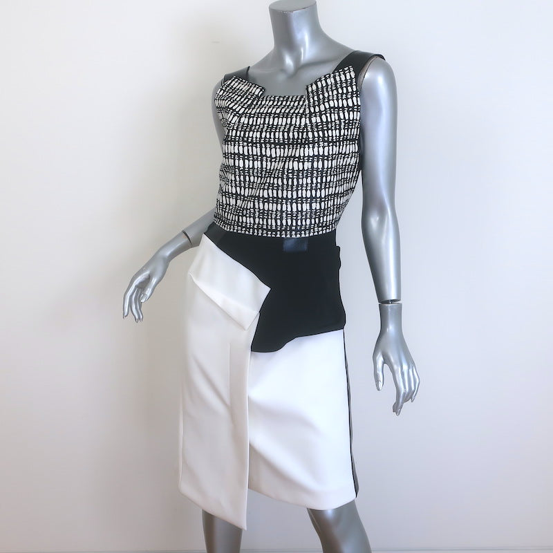 Roland Mouret Colorblock Asymmetric Sheath Dress White/Black Size US 8