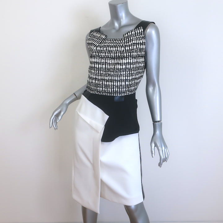Roland Mouret Colorblock Asymmetric Sheath Dress White/Black Size US 8