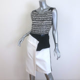 Roland Mouret Colorblock Asymmetric Sheath Dress White/Black Size US 8